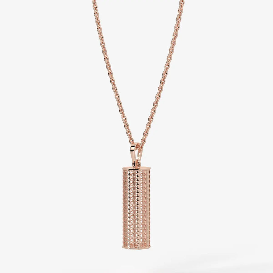 Chevron Lattice Cylinder Drop Pendant