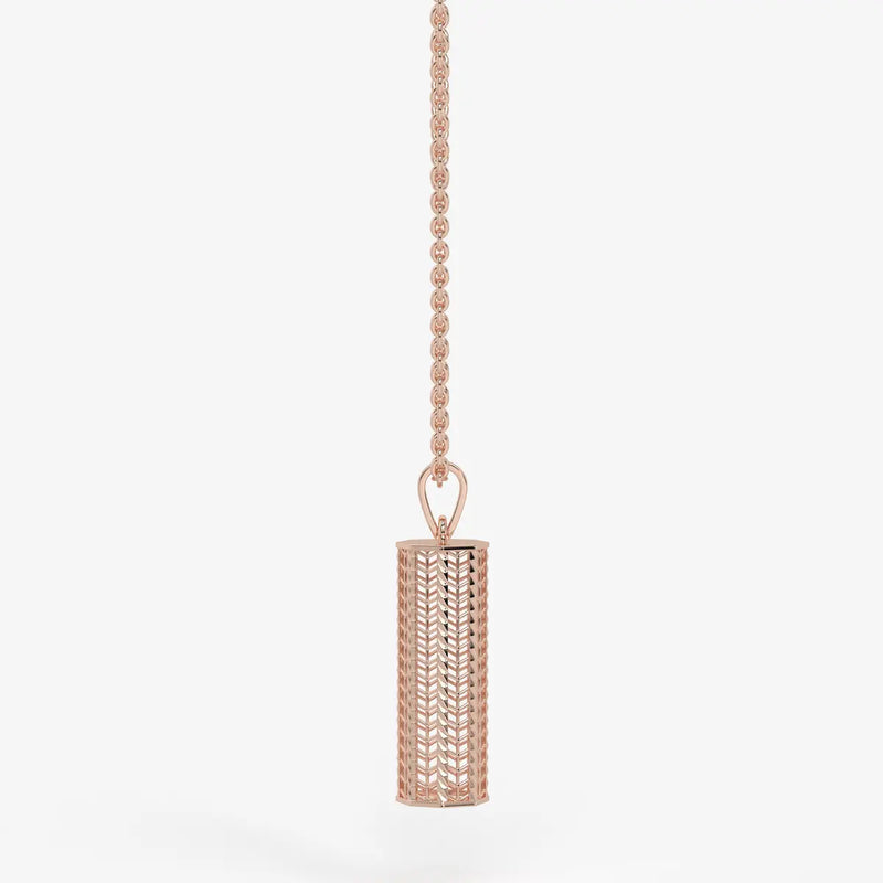 Chevron Lattice Cylinder Drop Pendant