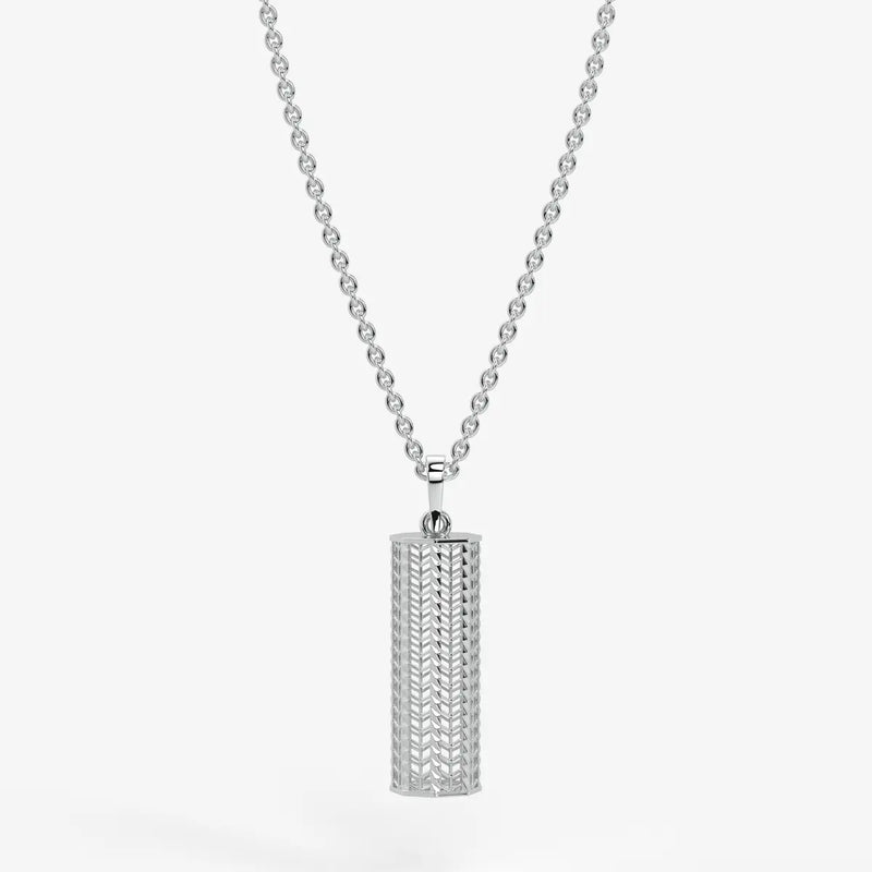 Chevron Lattice Cylinder Drop Pendant