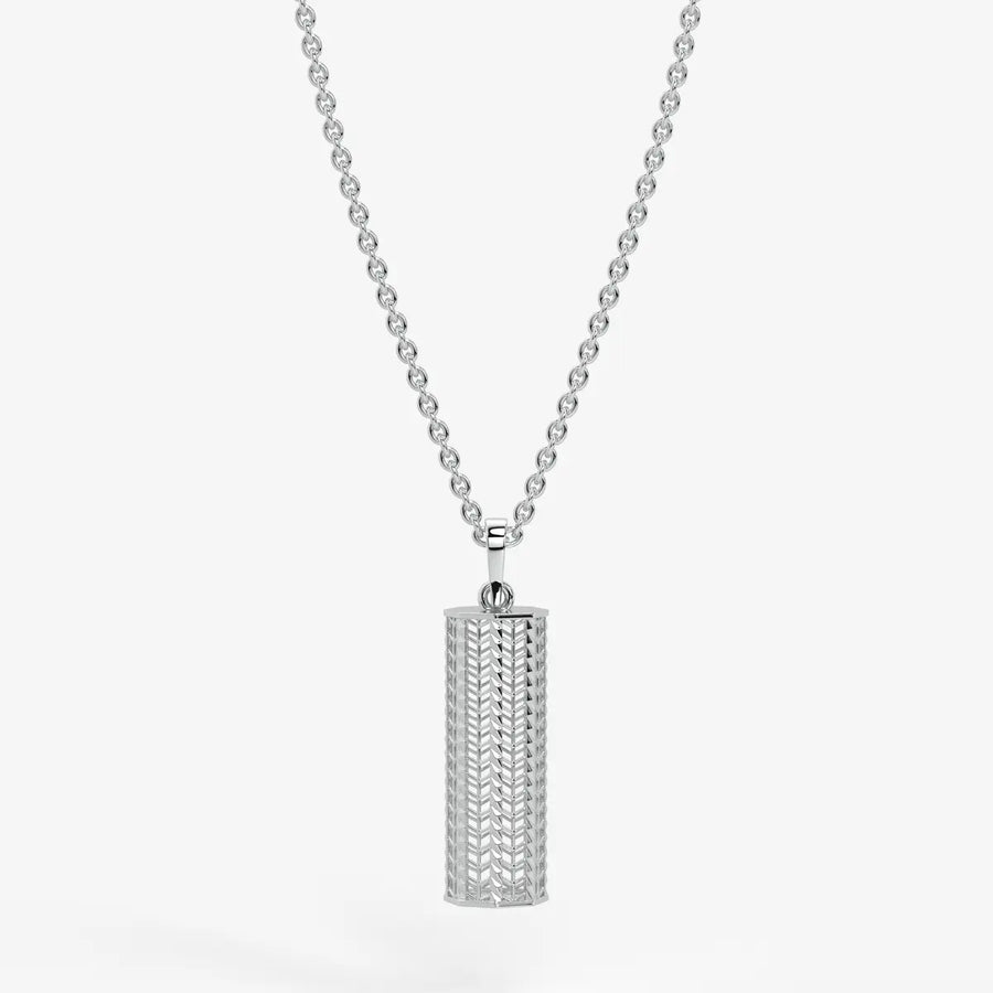 Chevron Lattice Cylinder Drop Pendant