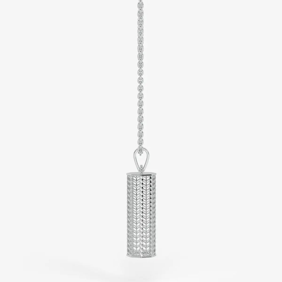 Chevron Lattice Cylinder Drop Pendant