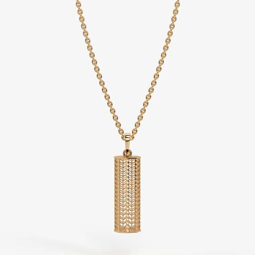 Chevron Lattice Cylinder Drop Pendant