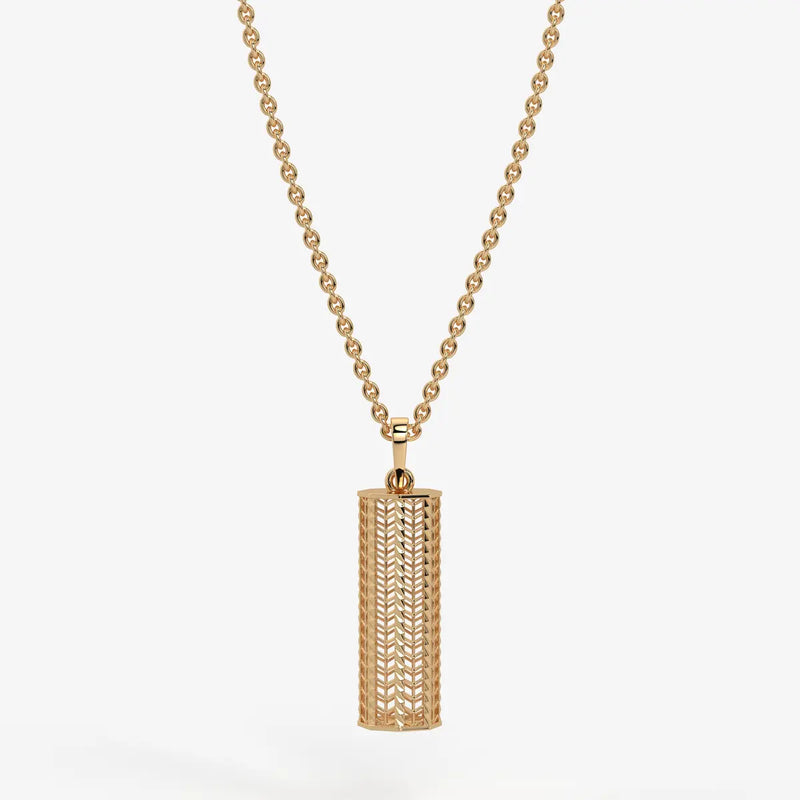 Chevron Lattice Cylinder Drop Pendant