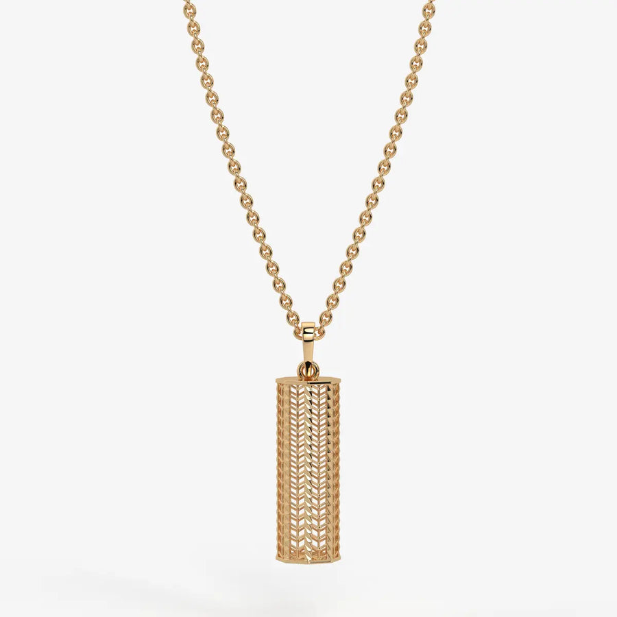 Chevron Lattice Cylinder Drop Pendant