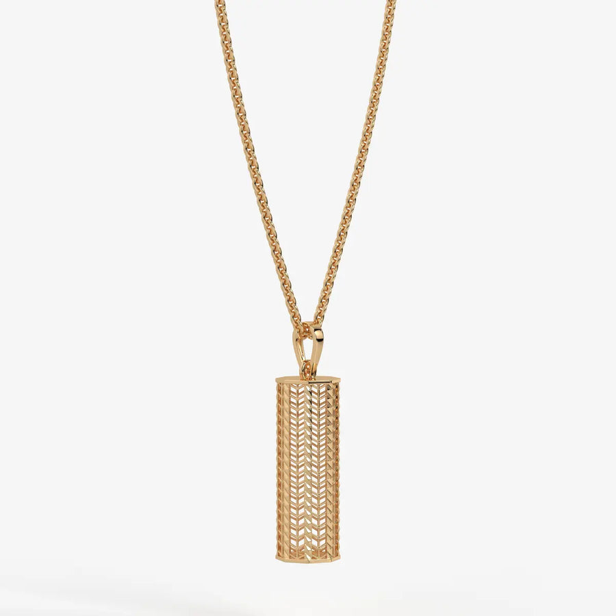 Chevron Lattice Cylinder Drop Pendant