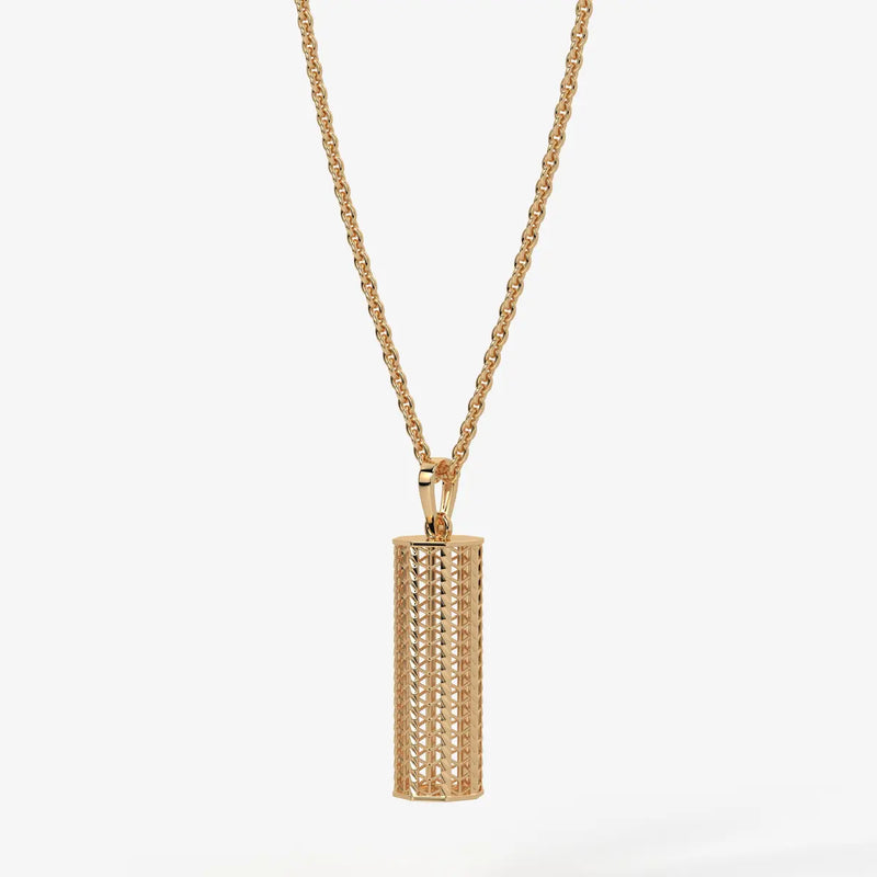 Chevron Lattice Cylinder Drop Pendant