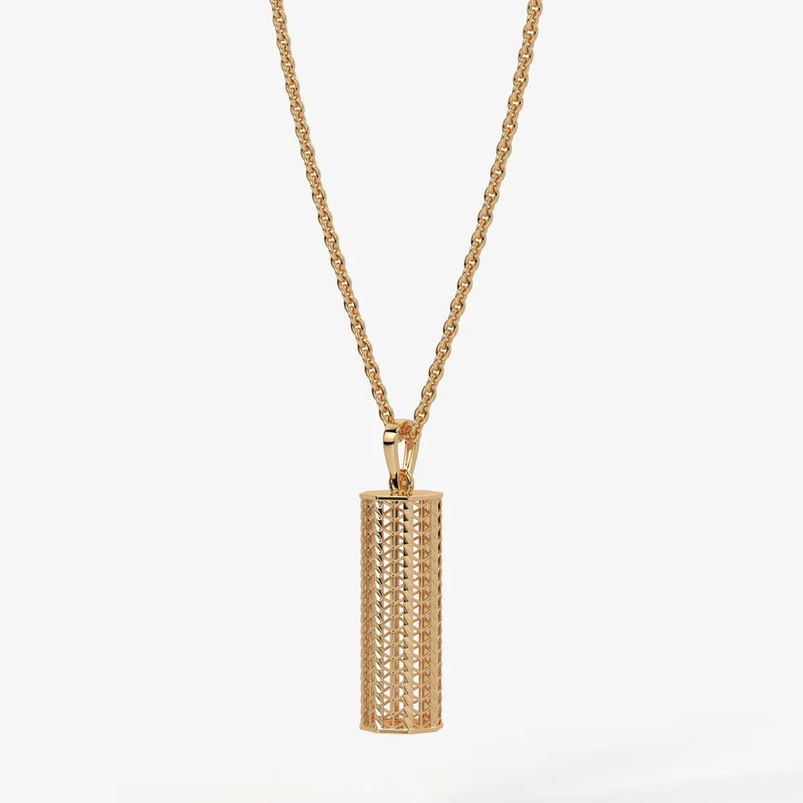 Chevron Lattice Cylinder Drop Pendant