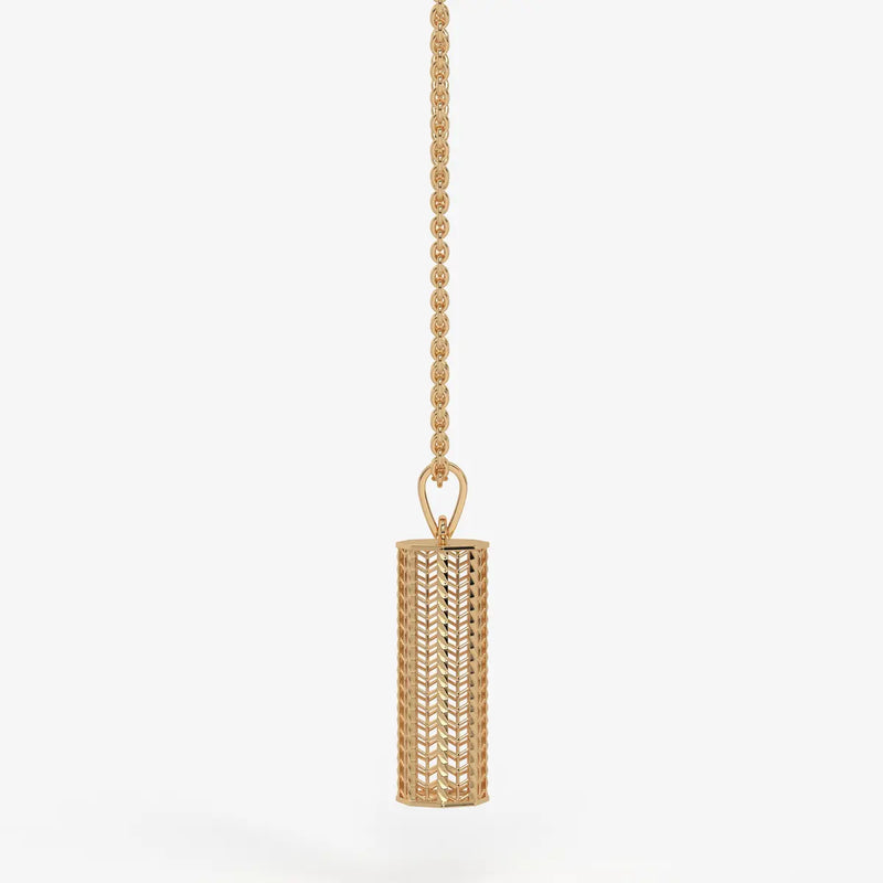 Chevron Lattice Cylinder Drop Pendant