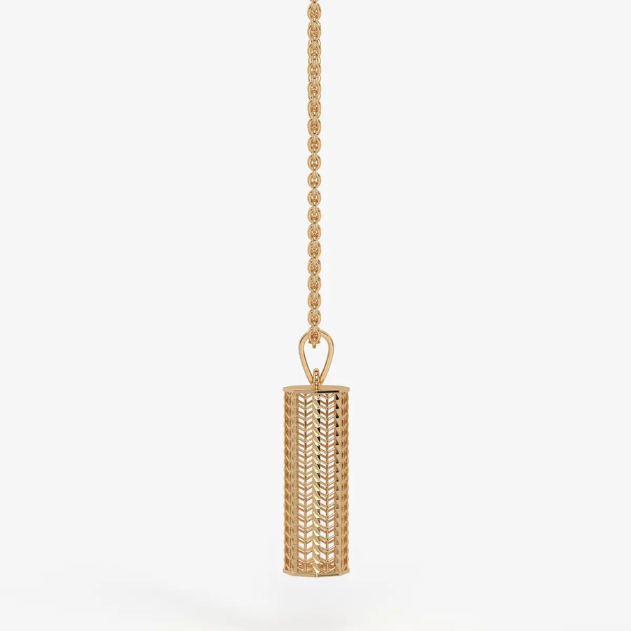 Chevron Lattice Cylinder Drop Pendant