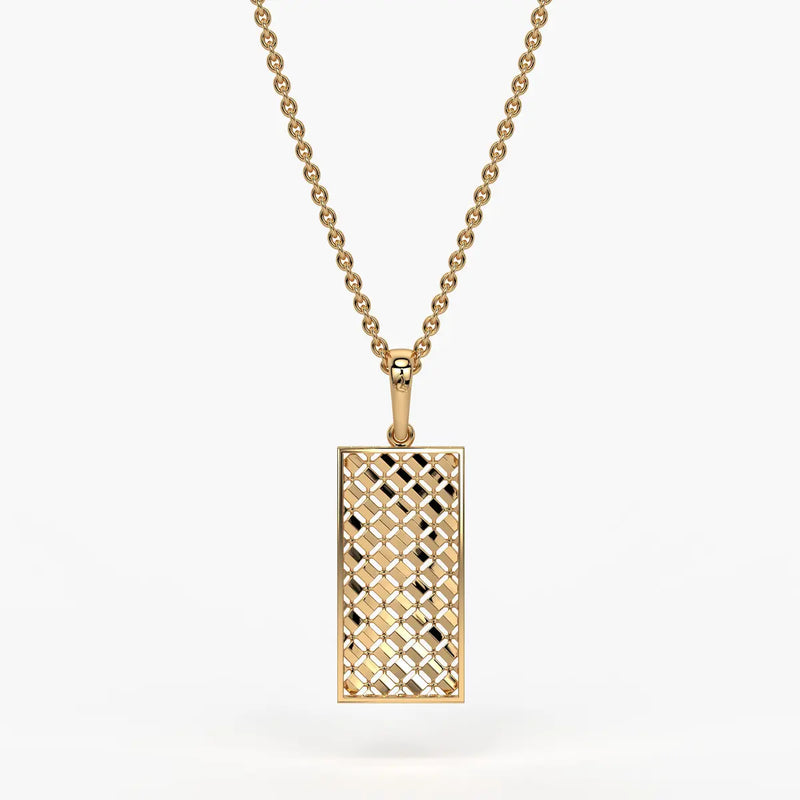 Rectangular Mesh Bar Drop Pendant