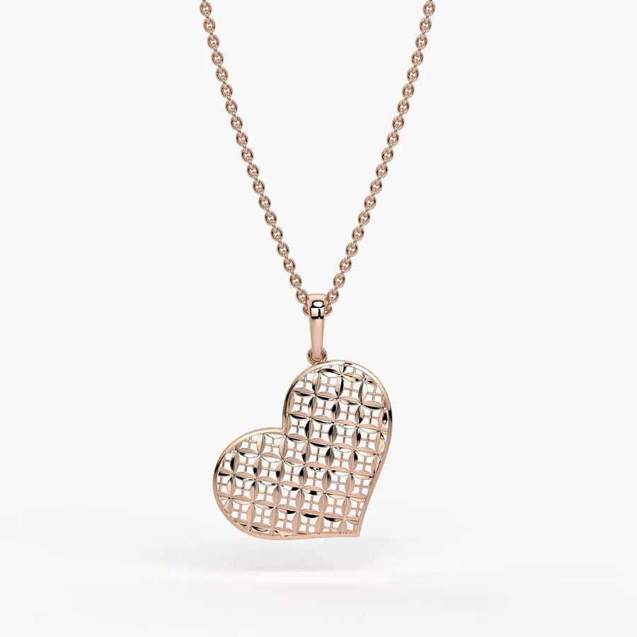 Geometric Heart Charm Pendant