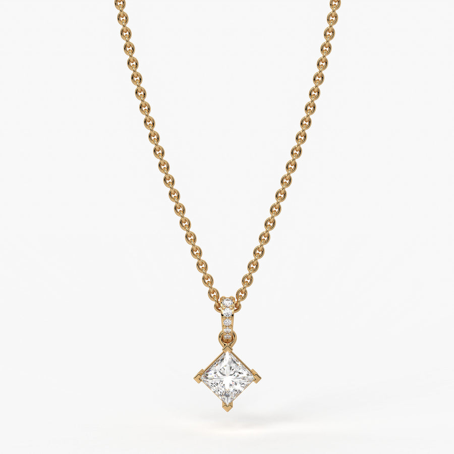 Zayelle Princess Diamond Tilt Pendant