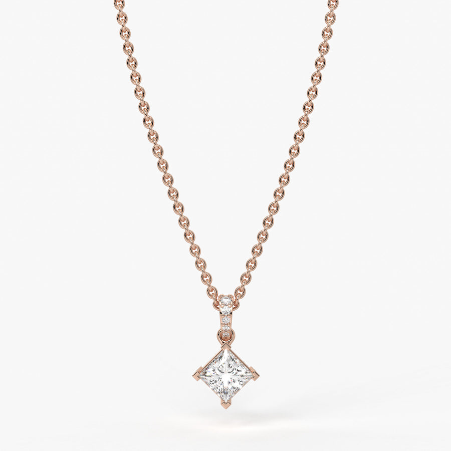 Zayelle Princess Diamond Tilt Pendant