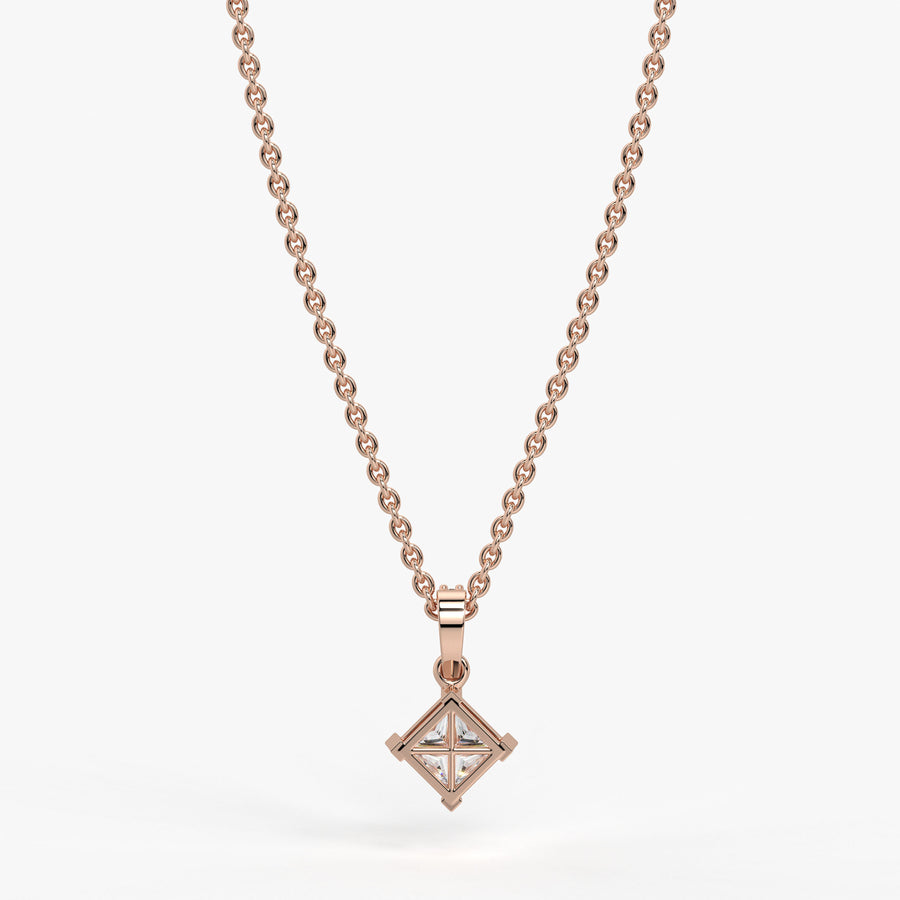 Zayelle Princess Diamond Tilt Pendant