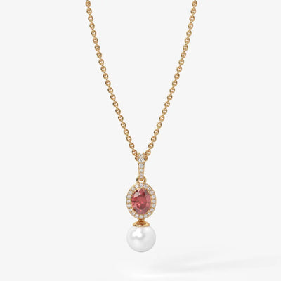 Roselle Pearl Halo Pendant Necklace