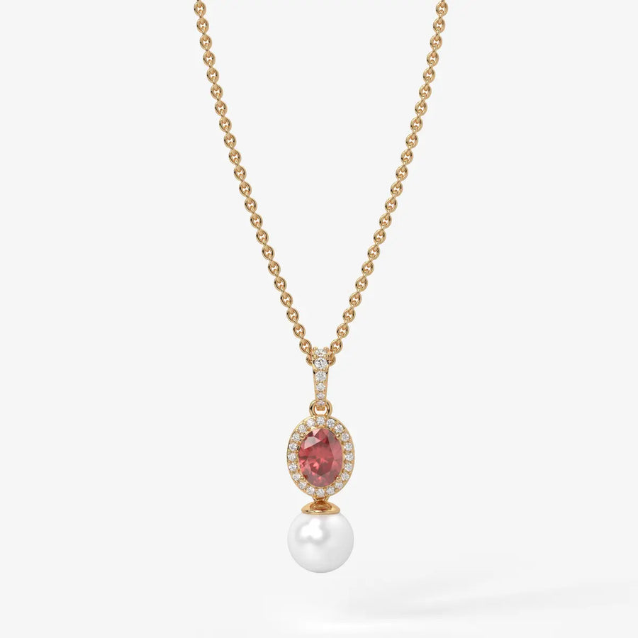 Roselle Pearl Halo Pendant Necklace