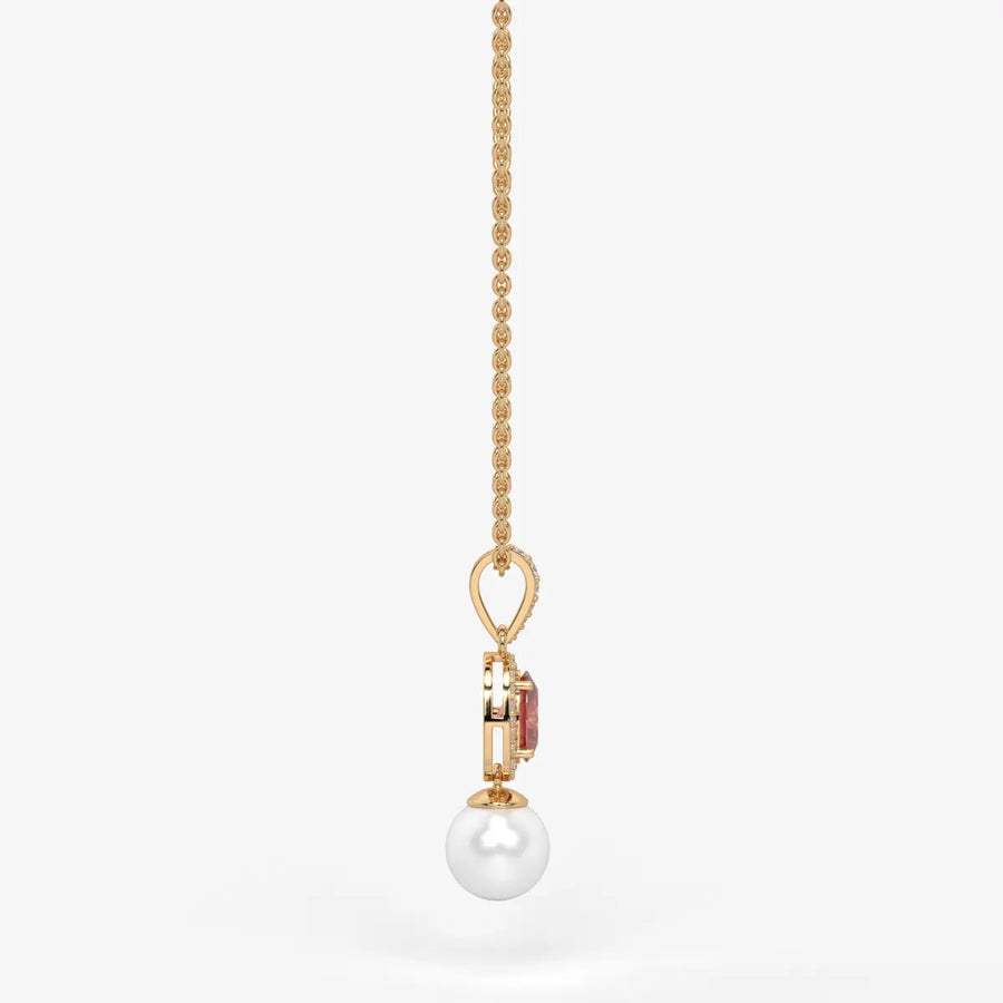 Roselle Pearl Halo Pendant Necklace