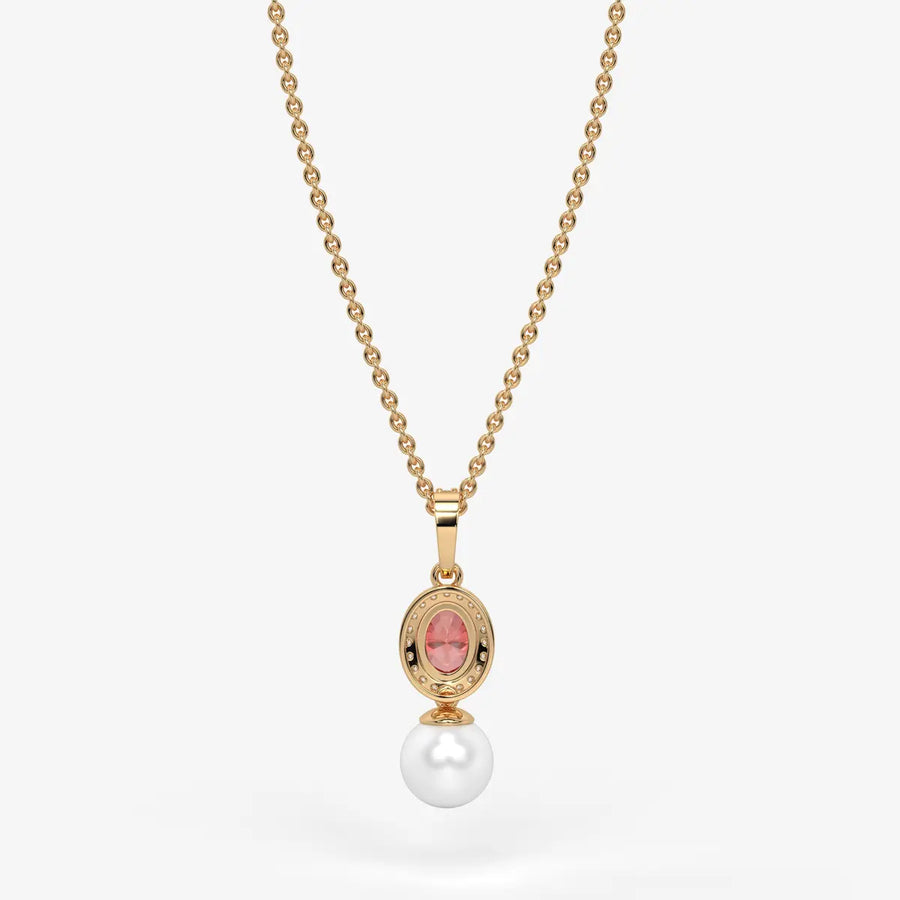 Roselle Pearl Halo Pendant Necklace