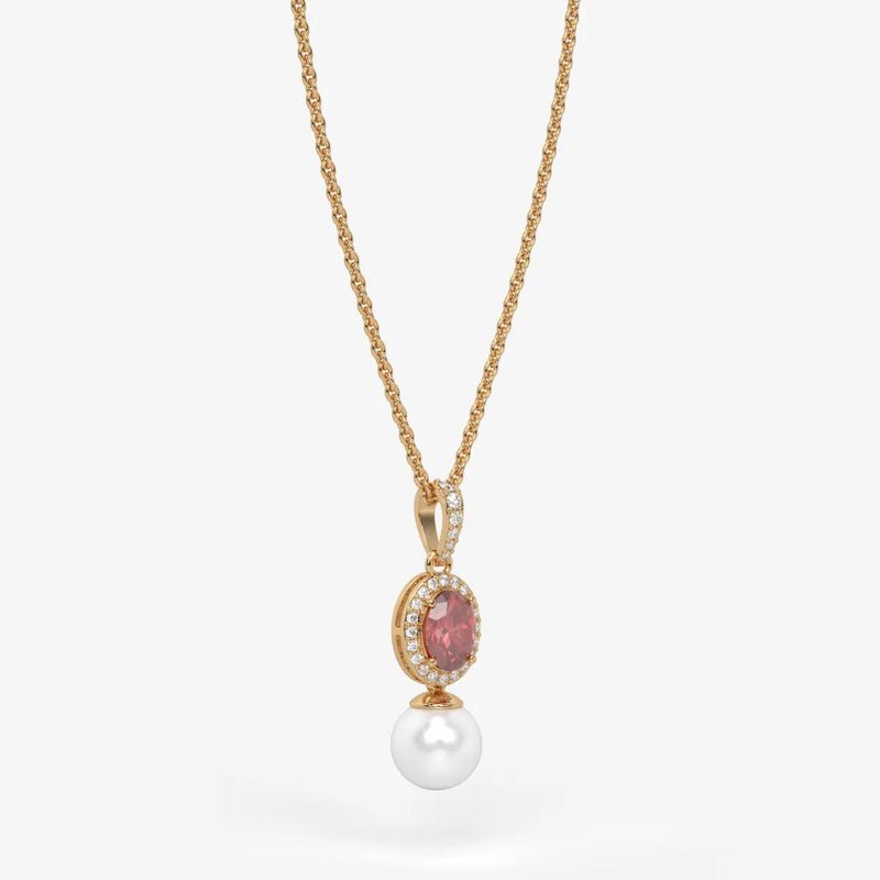 Roselle Pearl Halo Pendant Necklace