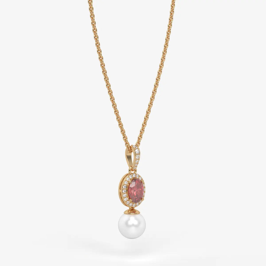 Roselle Pearl Halo Pendant Necklace