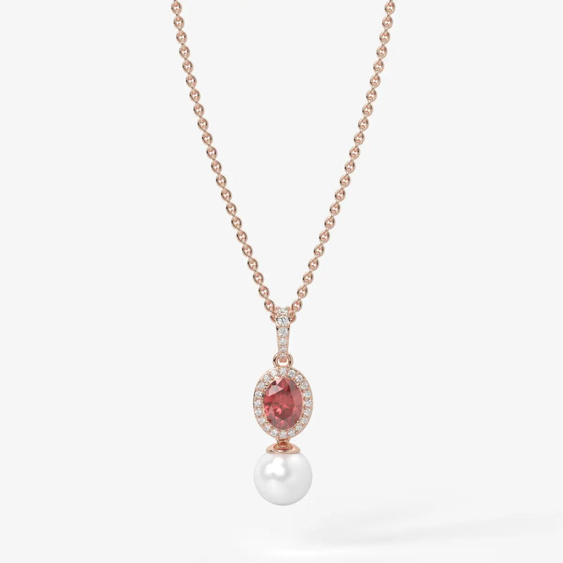 Roselle Pearl Halo Pendant Necklace