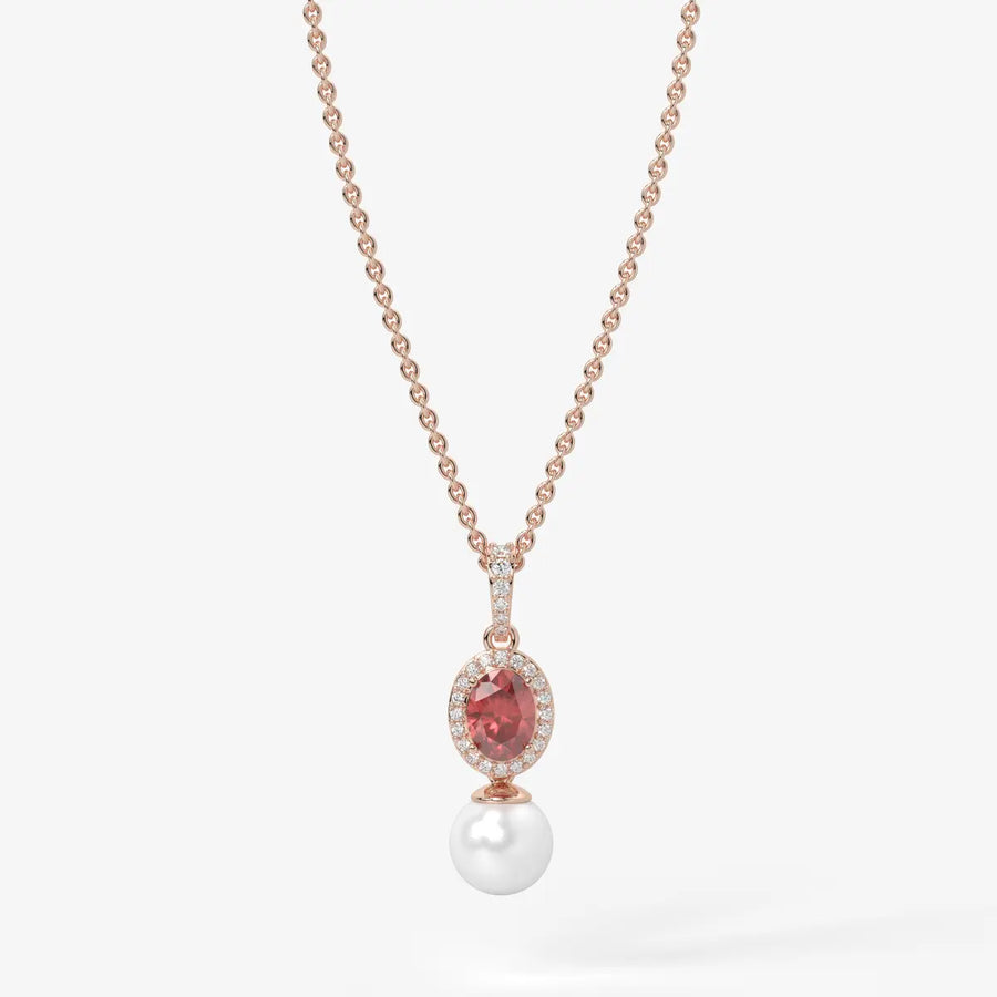 Roselle Pearl Halo Pendant Necklace