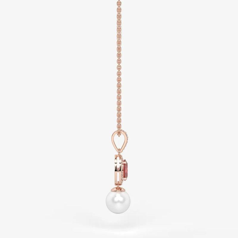 Roselle Pearl Halo Pendant Necklace