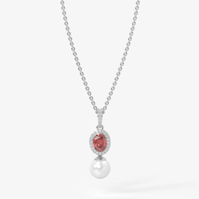 Roselle Pearl Halo Pendant Necklace