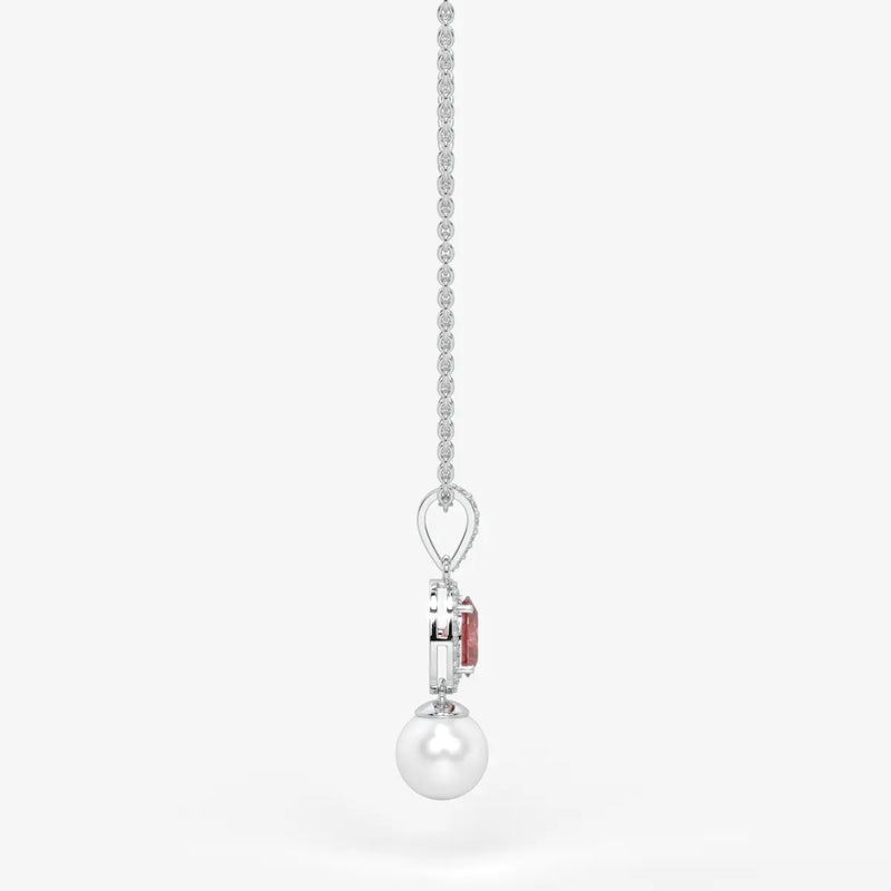 Roselle Pearl Halo Pendant Necklace
