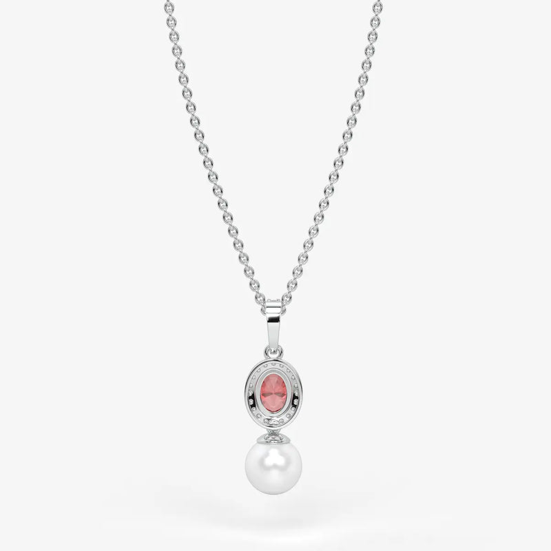 Roselle Pearl Halo Pendant Necklace