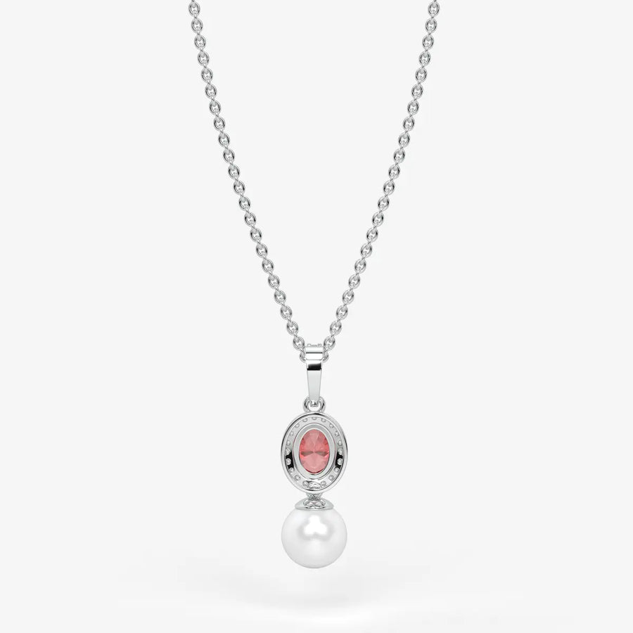 Roselle Pearl Halo Pendant Necklace