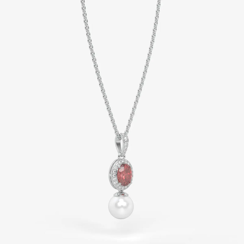 Roselle Pearl Halo Pendant Necklace