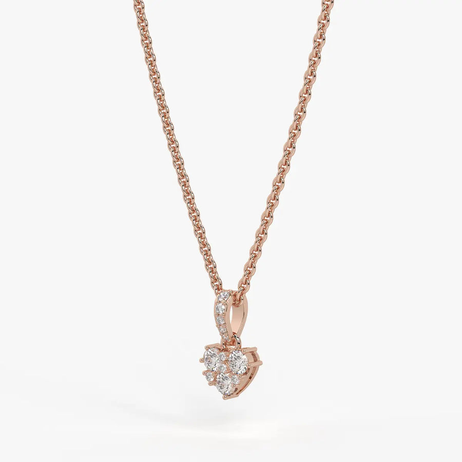 Eirabelle Round Cluster Heart Diamond Pendant