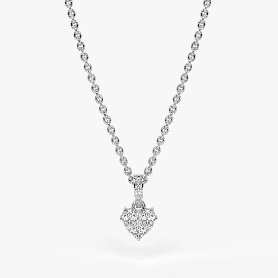 Eirabelle Round Cluster Heart Diamond Pendant