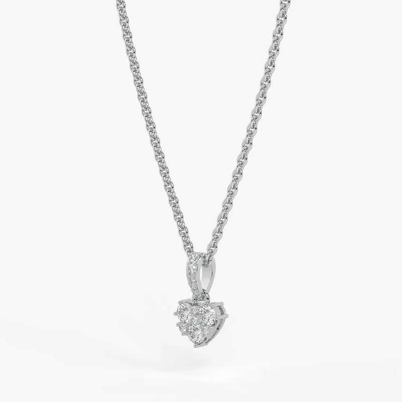 Eirabelle Round Cluster Heart Diamond Pendant