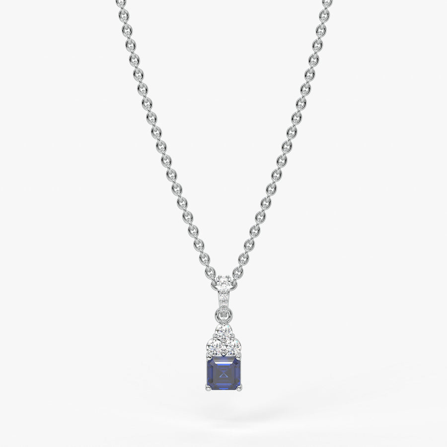 Azureth Emerald Blue Drop Diamond Pendant