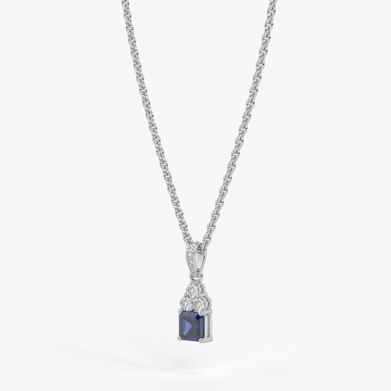 Azureth Emerald Blue Drop Diamond Pendant