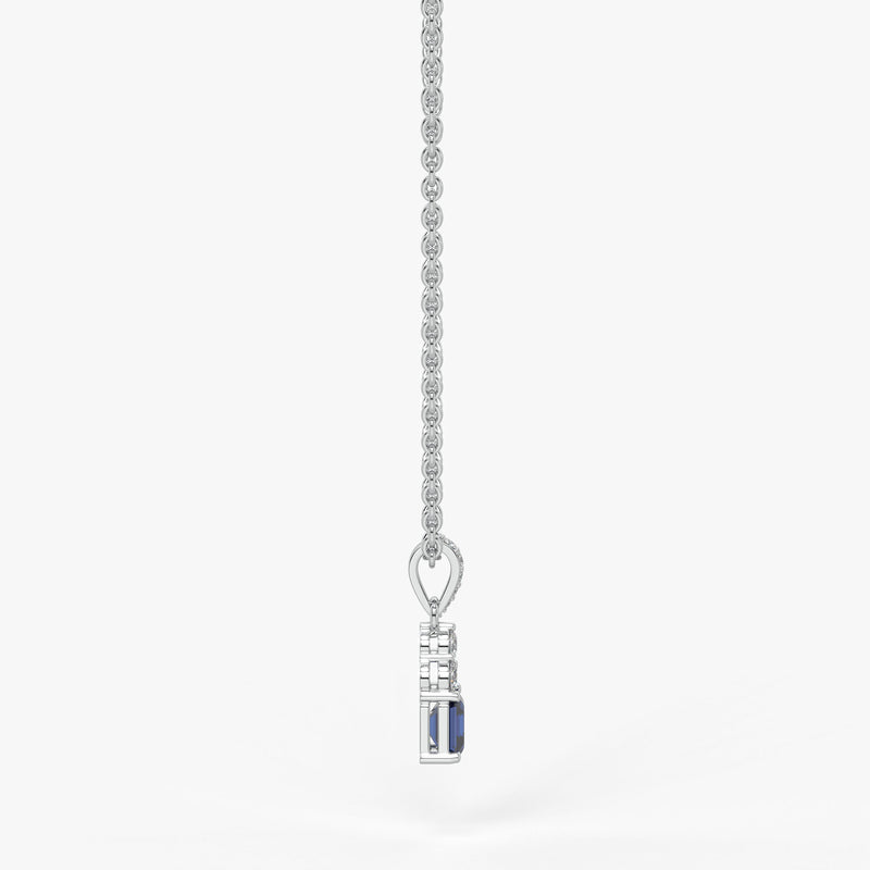 Azureth Emerald Blue Drop Diamond Pendant