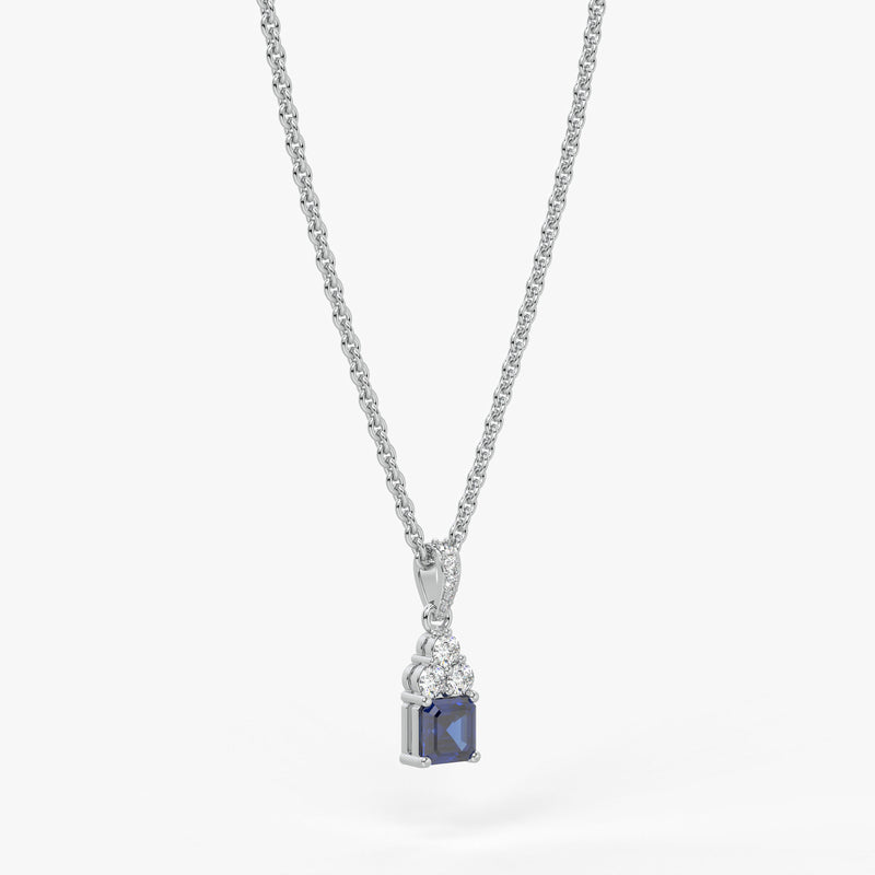 Azureth Emerald Blue Drop Diamond Pendant