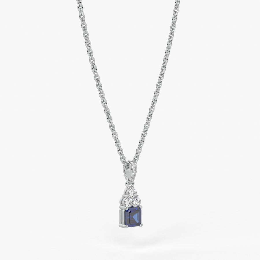 Azureth Emerald Blue Drop Diamond Pendant