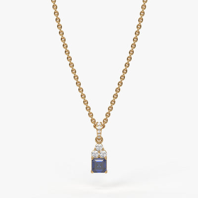 Azureth Emerald Blue Drop Diamond Pendant