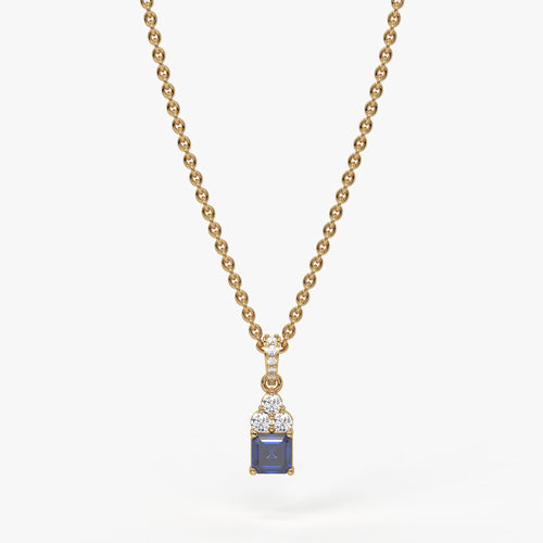 Azureth Emerald Blue Drop Diamond Pendant