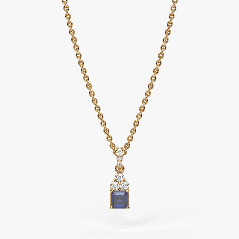 Azureth Emerald Blue Drop Diamond Pendant