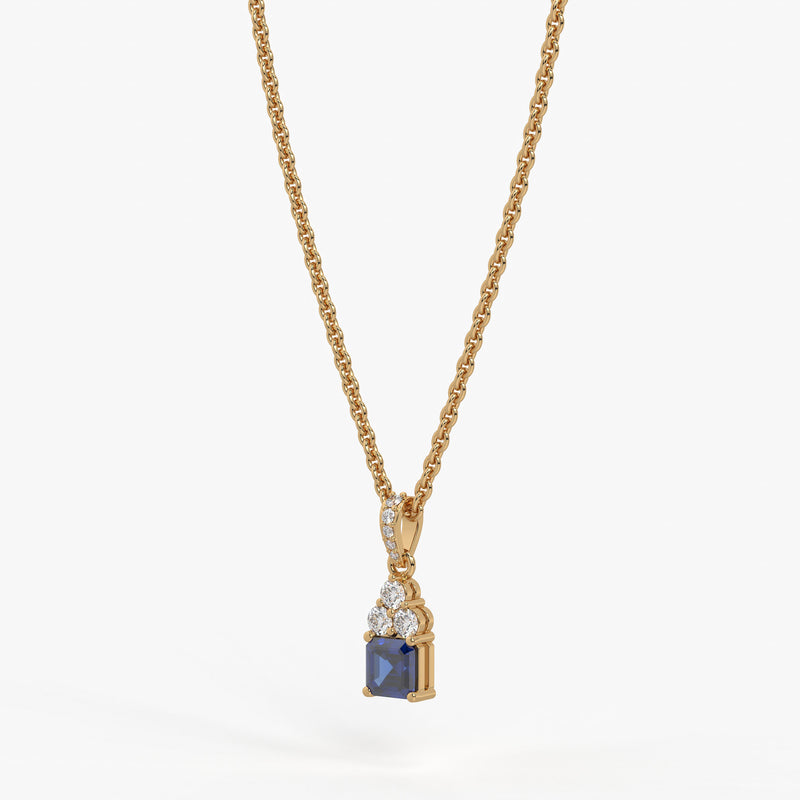 Azureth Emerald Blue Drop Diamond Pendant