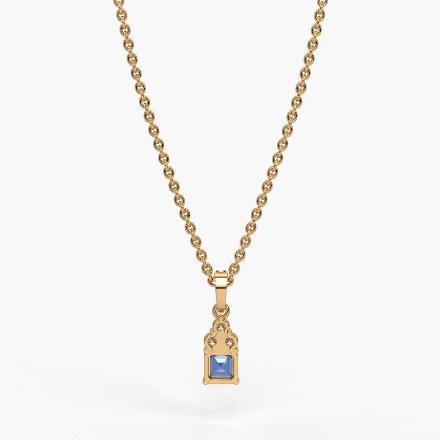 Azureth Emerald Blue Drop Diamond Pendant