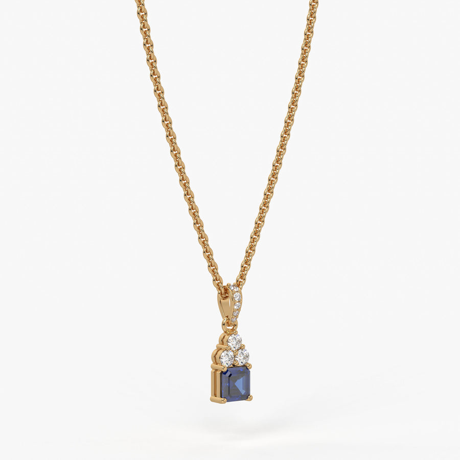 Azureth Emerald Blue Drop Diamond Pendant
