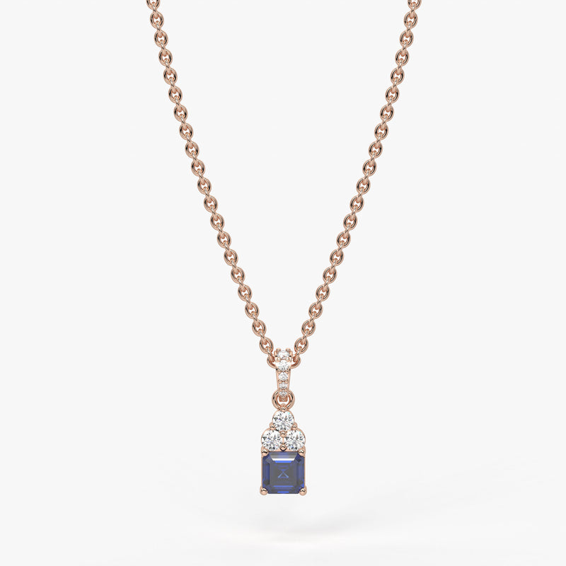Azureth Emerald Blue Drop Diamond Pendant