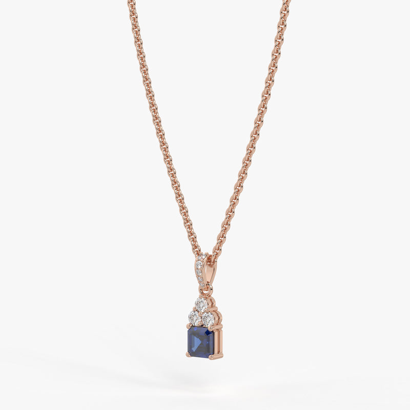 Azureth Emerald Blue Drop Diamond Pendant