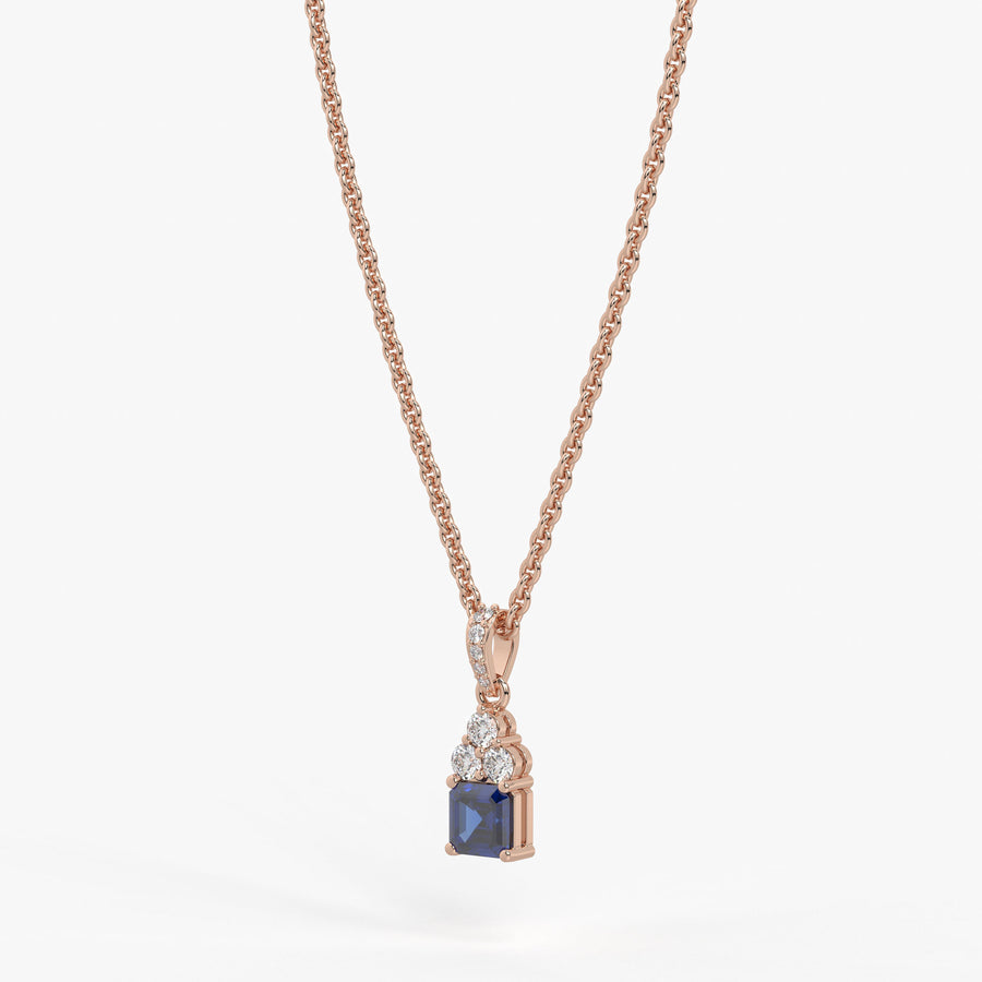 Azureth Emerald Blue Drop Diamond Pendant