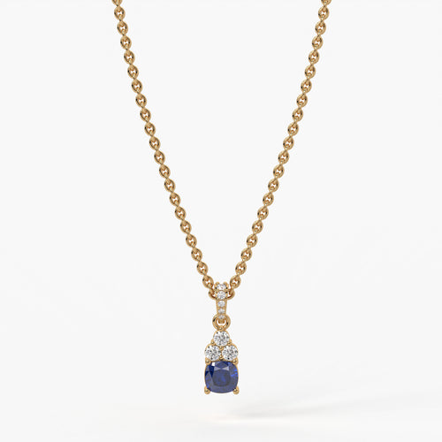 Noirielle Cushion Blue Gem Diamond Pendant